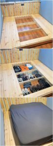 Pallet Bed with Clothes and Shoe Storage