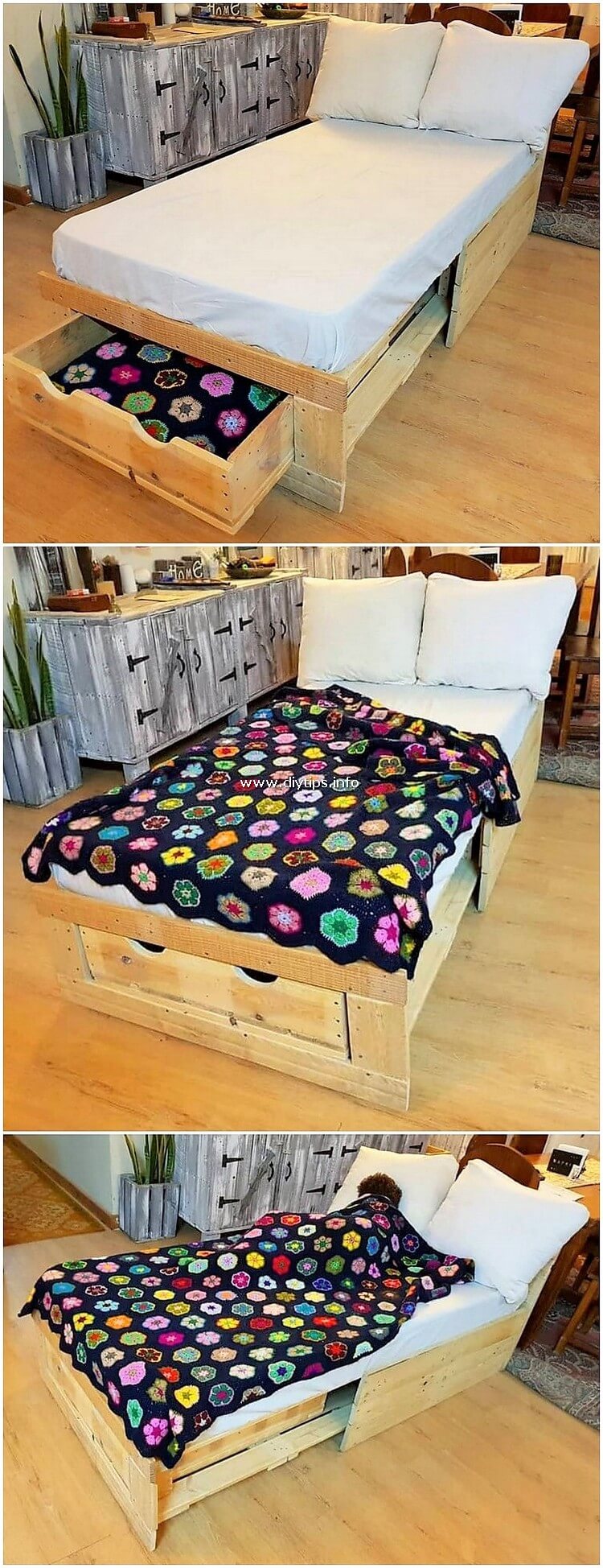 Pallet Chair or Bed with Drawer
