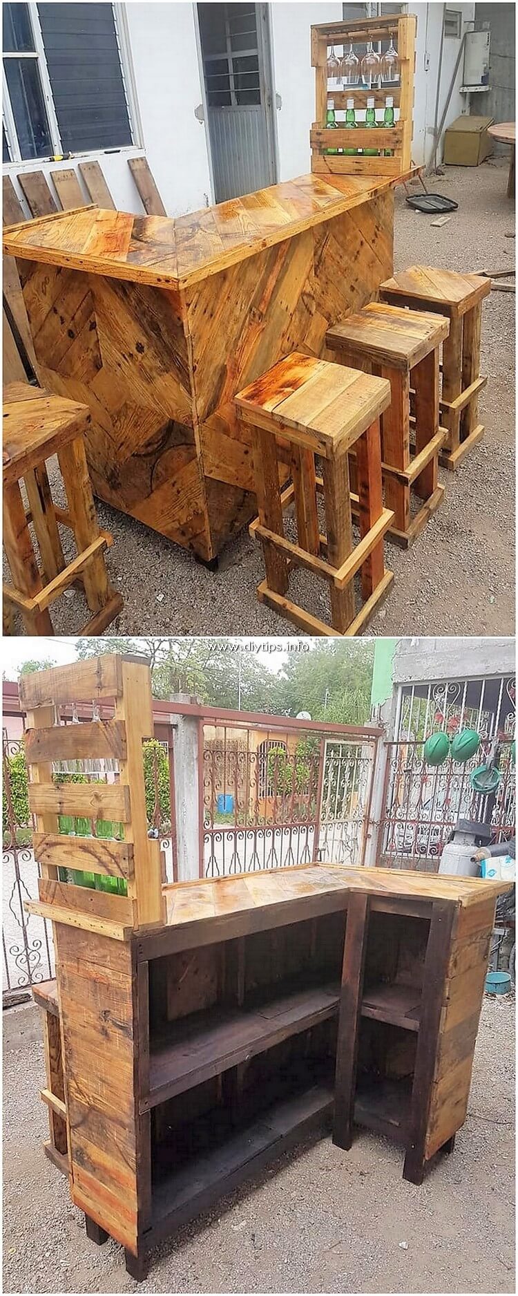 Pallet Counter Table and Stools