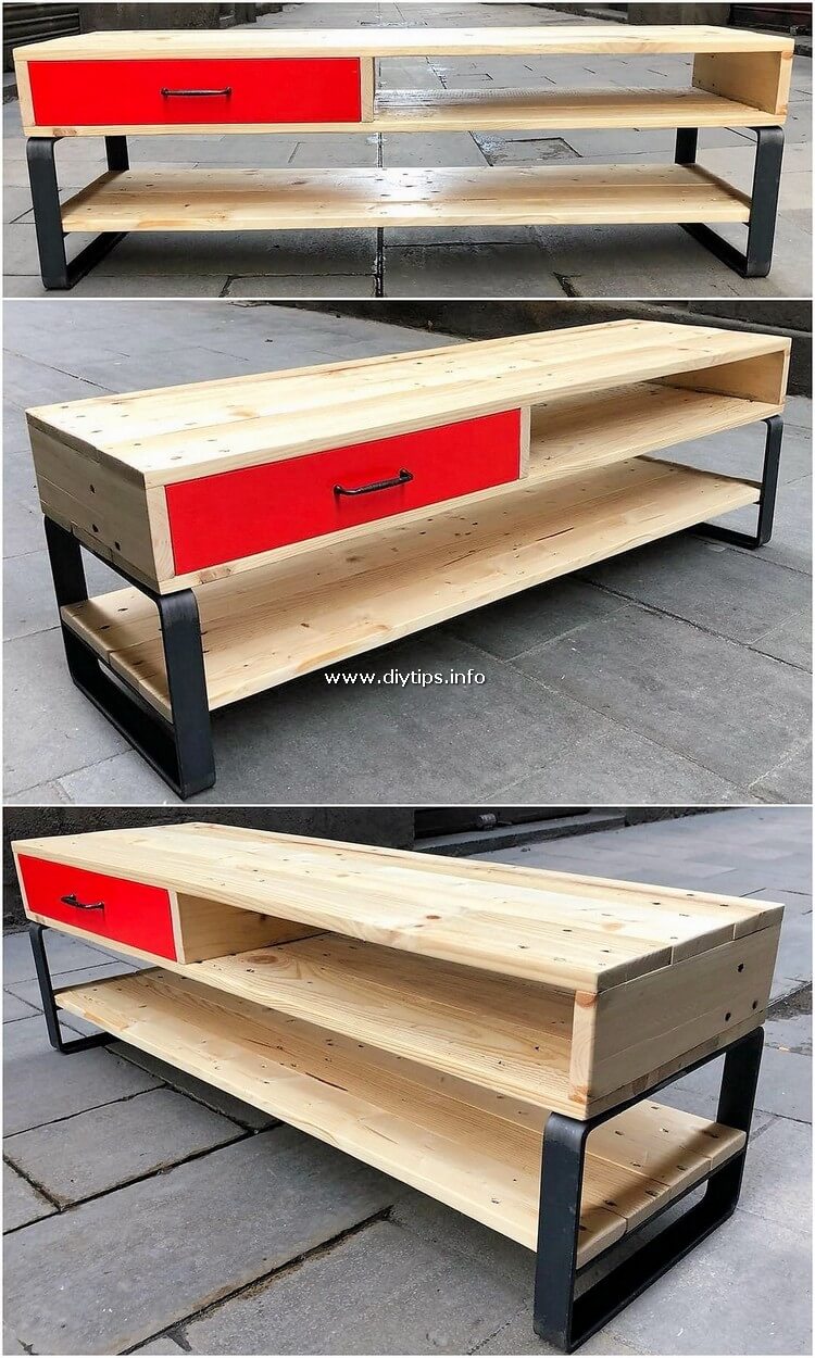 Pallet Media Table with Drawer
