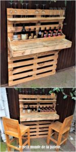 Pallet Bar Counter and Chairs