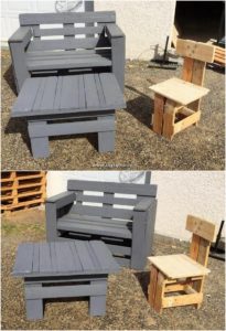 Pallet Bench Chair and Table