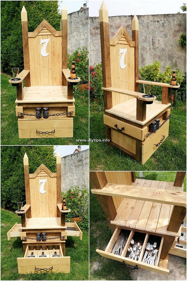 Pallet Chair with Drawers
