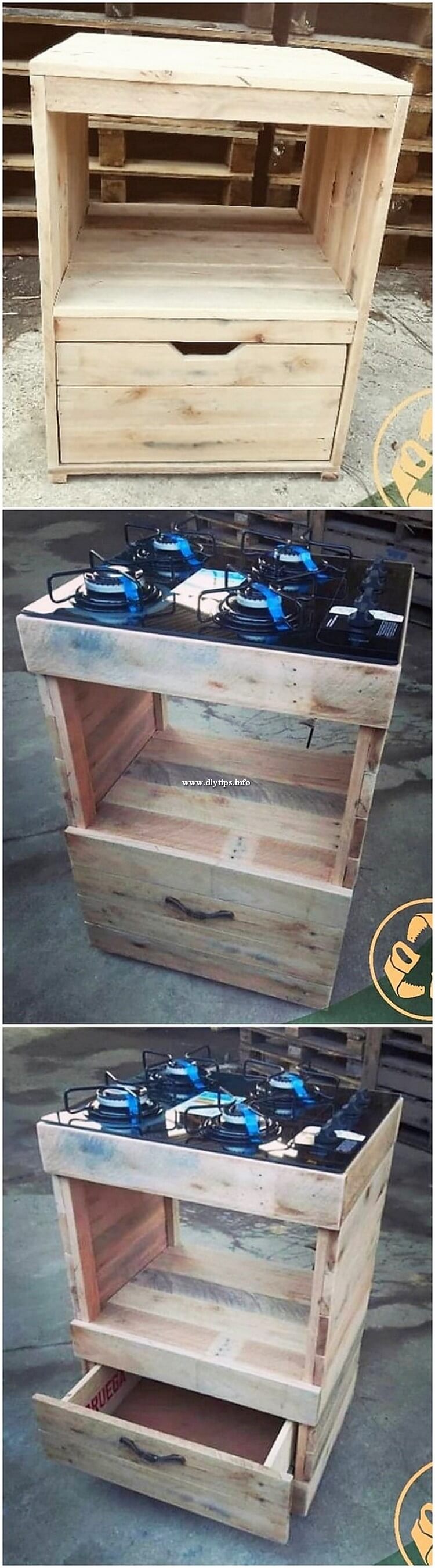 Pallet Stove Stand with Drawer