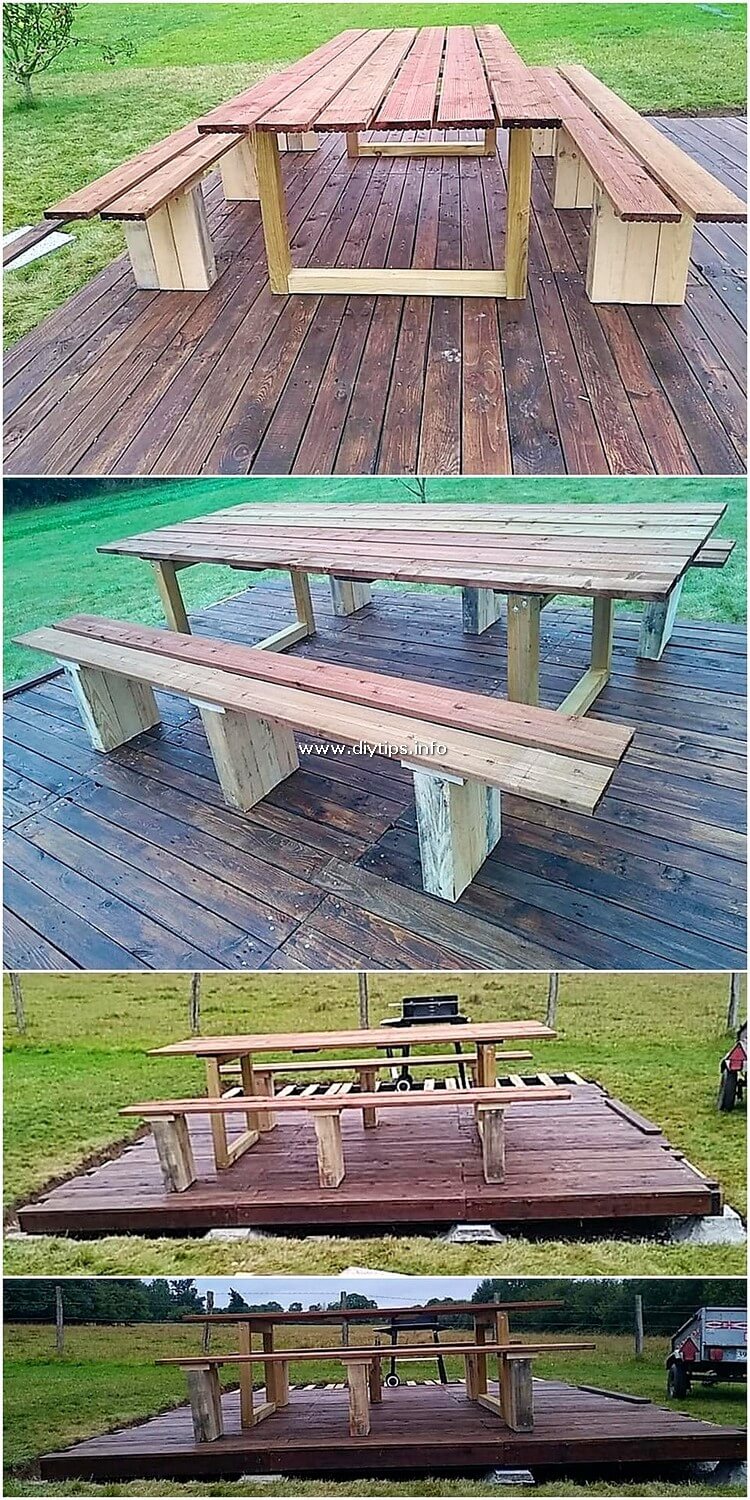 Pallet Garden Terrace with Table and Benches
