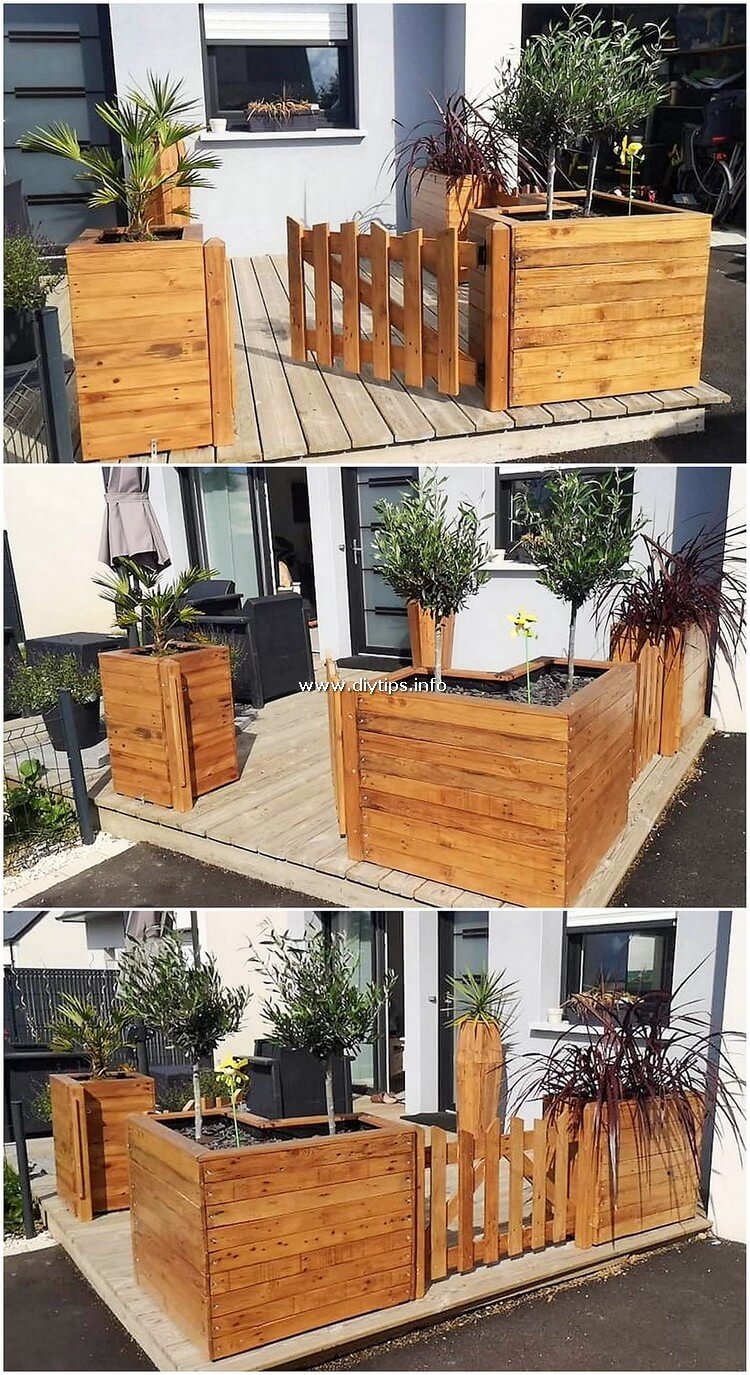 Pallet Planters with Fence
