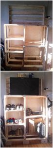 Pallet TV Stand with Shelving Unit