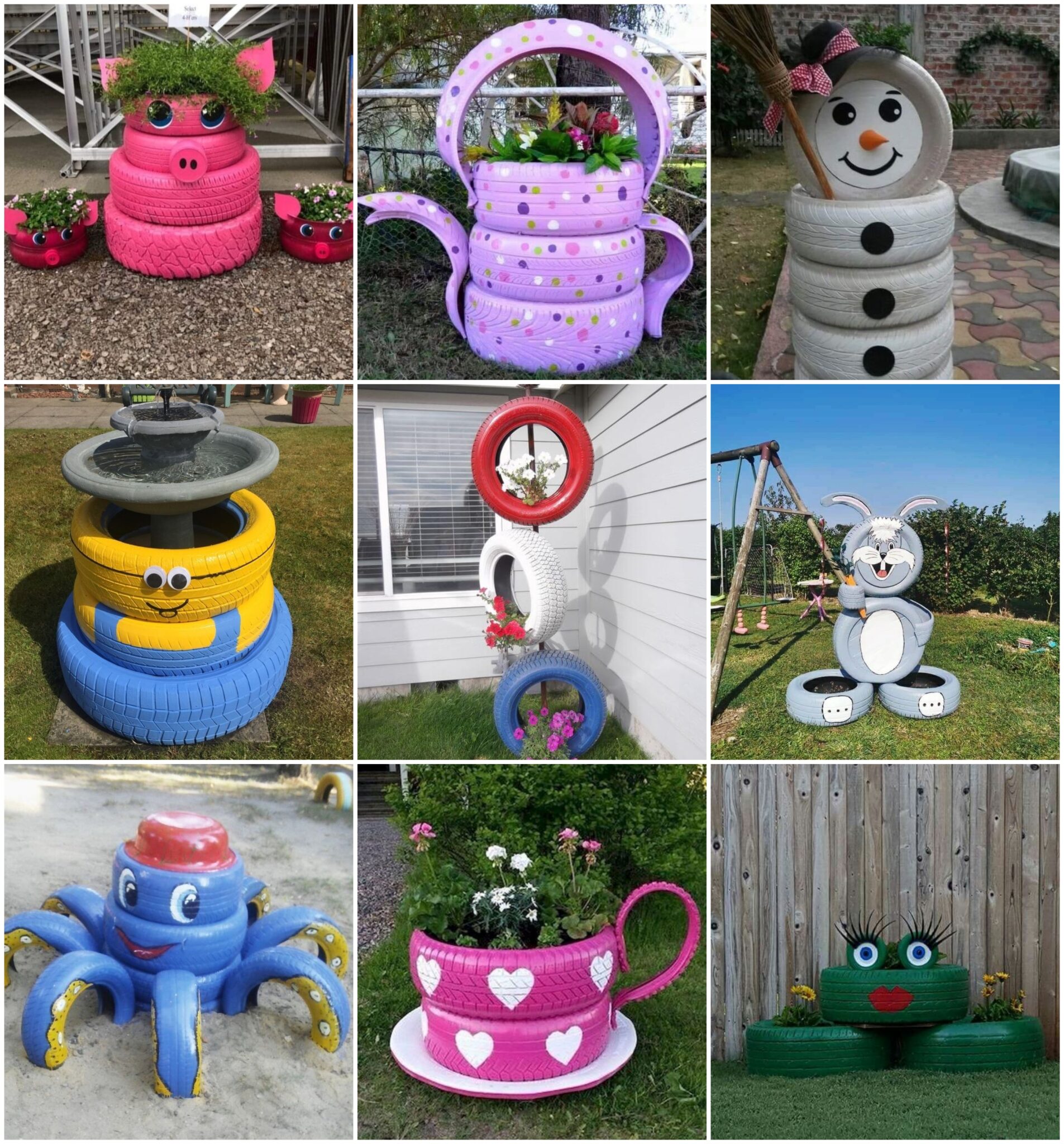 DIY Garden Decor Ideas with old tires